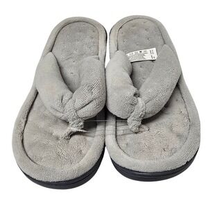 Isotoner Womens Black Faux Fur Memory Foam Slide Slippers Size 9.5-10 XL NWT